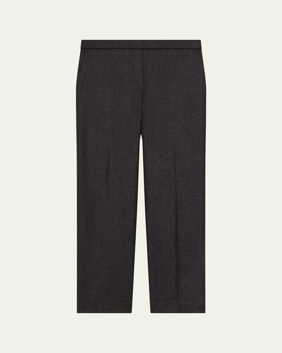 Treeca Virgin Wool Flannel Cropped Pull-On Pants